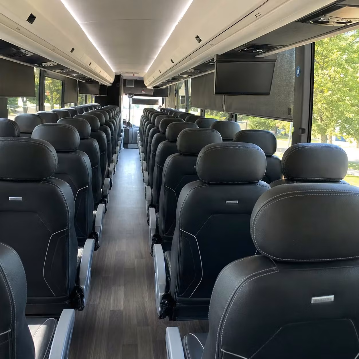 56 passenger charter bus inside